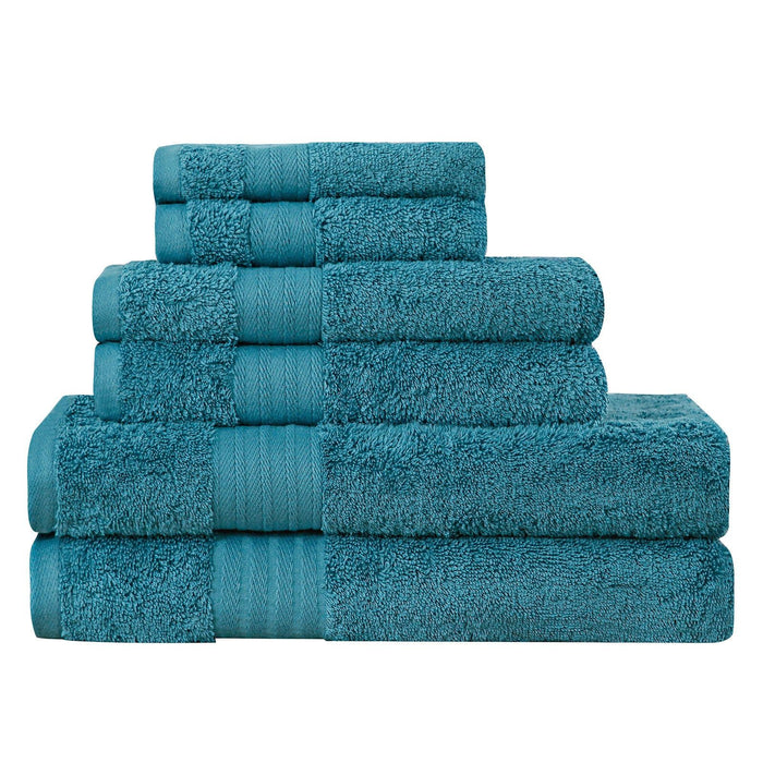 Luxury 6 Piece Soft and Absorbent Cotton Bath Towel Set - Blue -Home Living Store - -