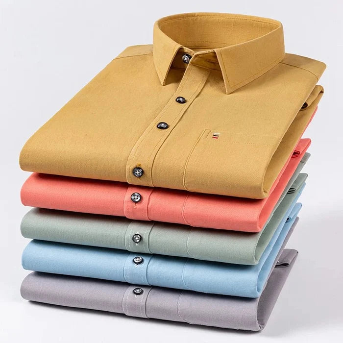 Luxury cotton shirt with single pocket - AntoniosClothing - Yellow