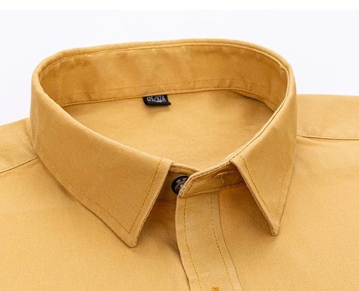 Luxury cotton shirt with single pocket - AntoniosClothing - Yellow