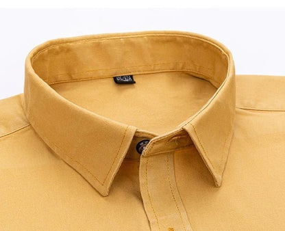 Luxury cotton shirt with single pocket - AntoniosClothing - Yellow