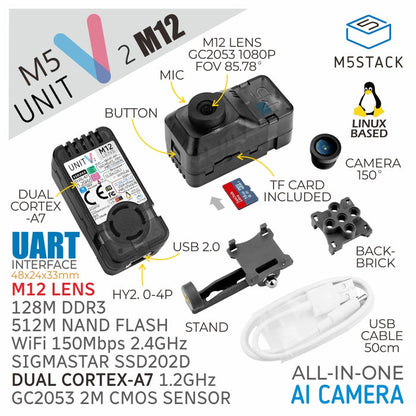 M5Stack UnitV2 M12 Version with Cameras - m5stack-store