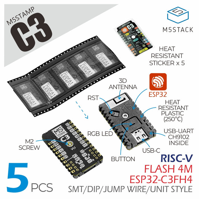 M5Stamp C3 (5pcs) - m5stack-store