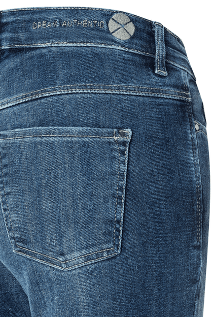 Close-up of MAC Jeans Dream Wide Denim Cobalt Authentic Wash 5439-90-D574 by Mac Jeans. Shop Mac Jeans at Dotique.