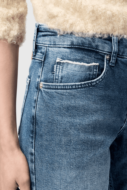 MAC Straight authentic comfort jeans in mid blue random wash – Dotique