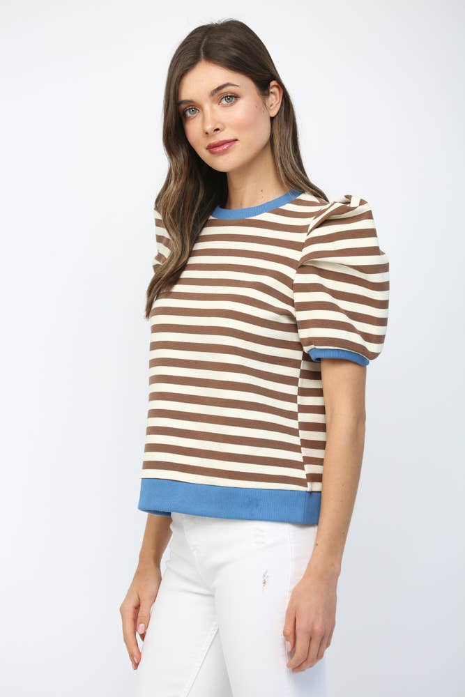 Made to Standout Stripe Puff Sleeve Top