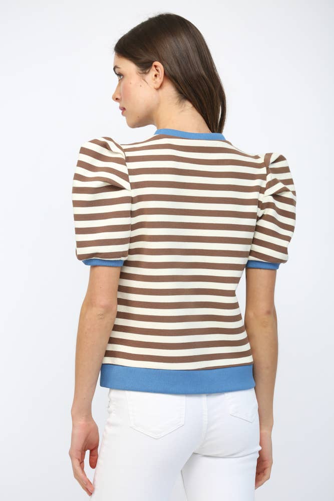 Made to Standout Stripe Puff Sleeve Top