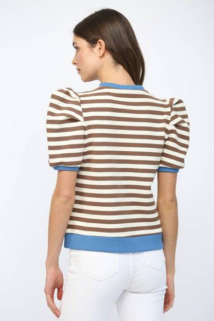 Made to Standout Stripe Puff Sleeve Top