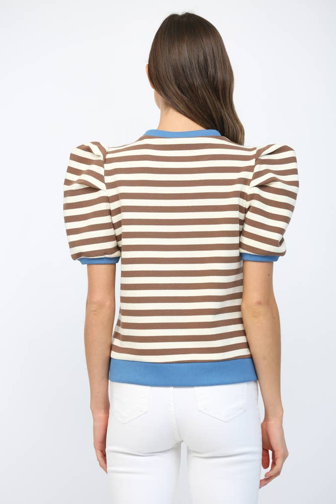 Made to Standout Stripe Puff Sleeve Top