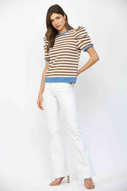 Made to Standout Stripe Puff Sleeve Top