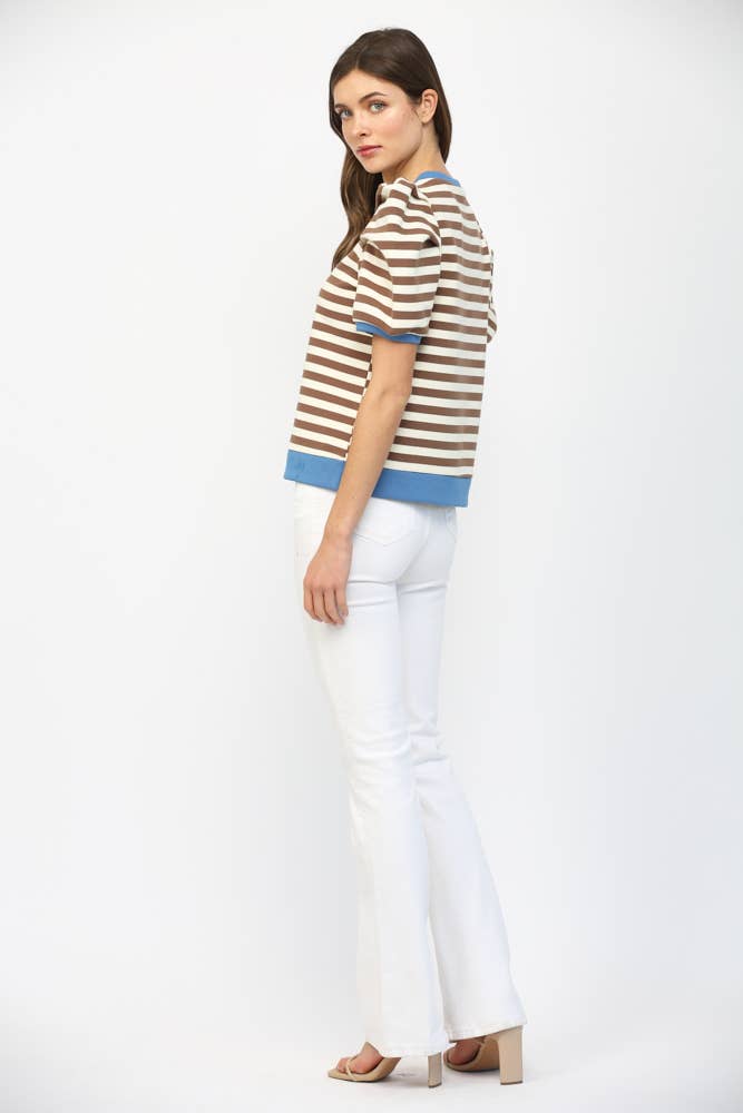 Made to Standout Stripe Puff Sleeve Top