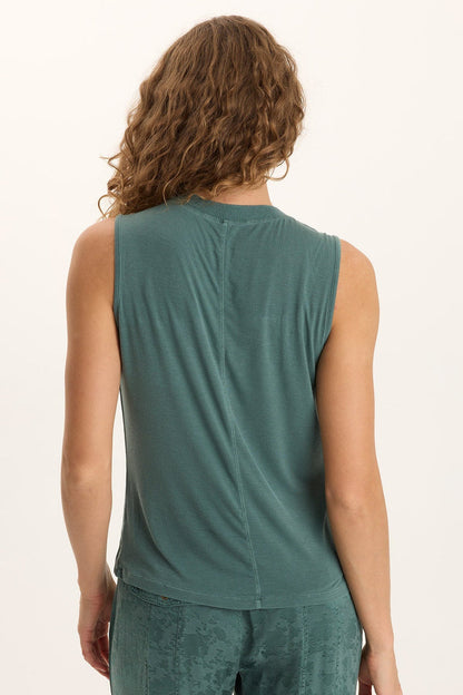 XCVI Mahala Textured Satin Embossed Crew Neck Tank