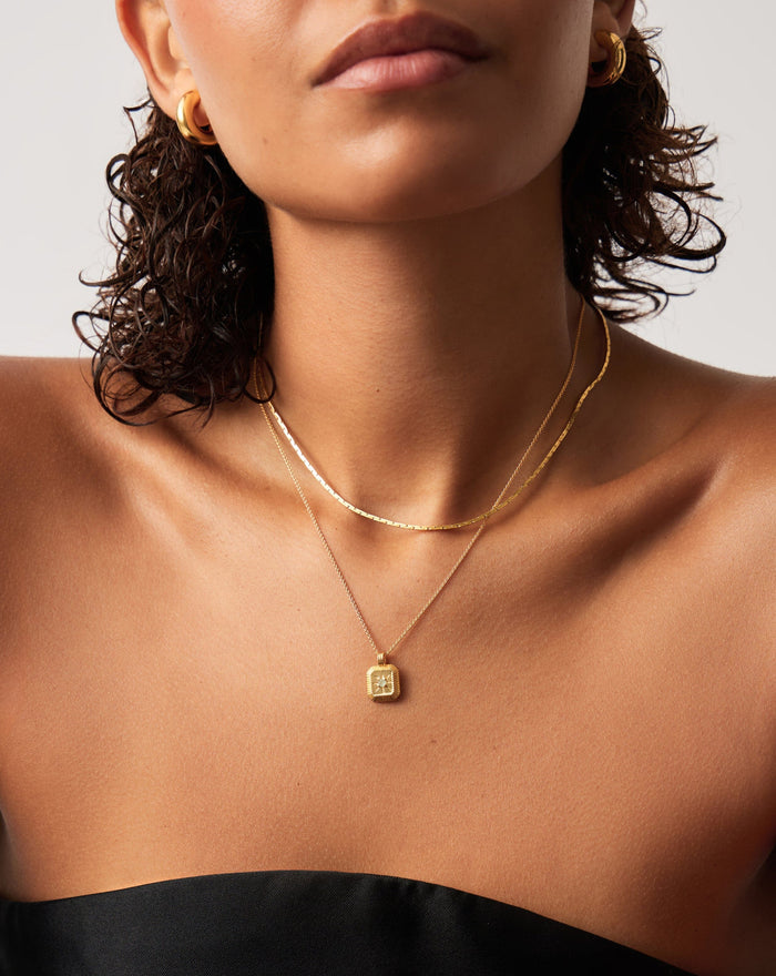 March Birthstone Pendant Necklace | 18k Gold Vermeil/Dyed Aqua Chalcedony Necklaces Missoma