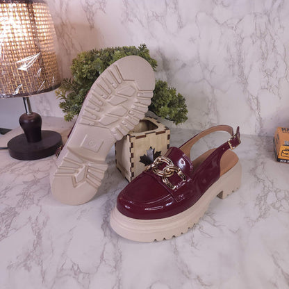 Maroon Patent Platform Sandals - Maha fashions -  Women Clothing