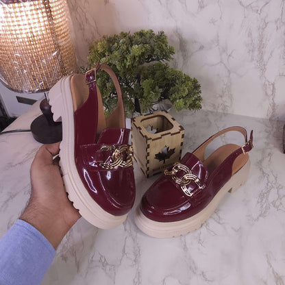 Maroon Patent Platform Sandals - Maha fashions -  Women Clothing