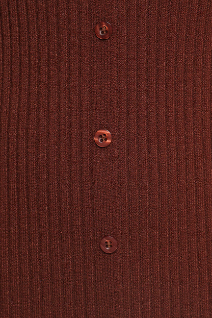 Petal and Pup USA DRESSES Marshall Button Through Knit Maxi Dress - Chocolate