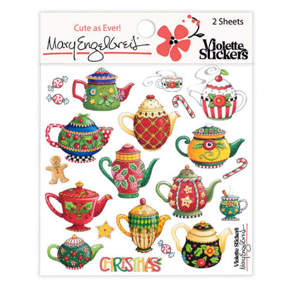Mary's Christmas Teapots Sticker Sheet