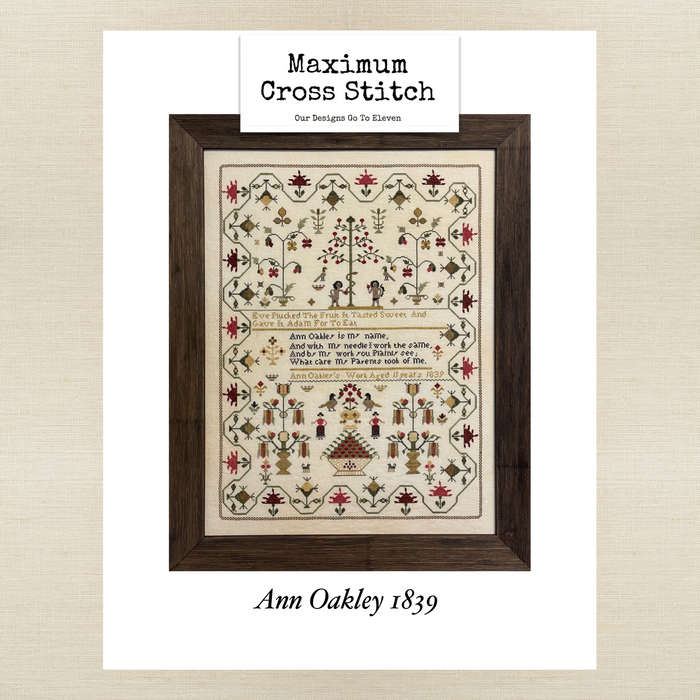 Maximum Cross Stitch - Ann Oakley 1839 - Booklet Chart and/or Roxy Floss Pack
