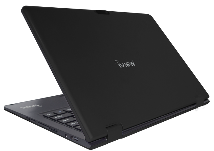 Iview Maximus II black ultra-slim 11.6" 2-in-1 convertible laptop back angle