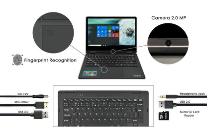 Maximus IV Ultra-Slim 11.6" Intel Celeron 4GB 64GB 360° Touch Screen Laptop with Fingerprint Reader