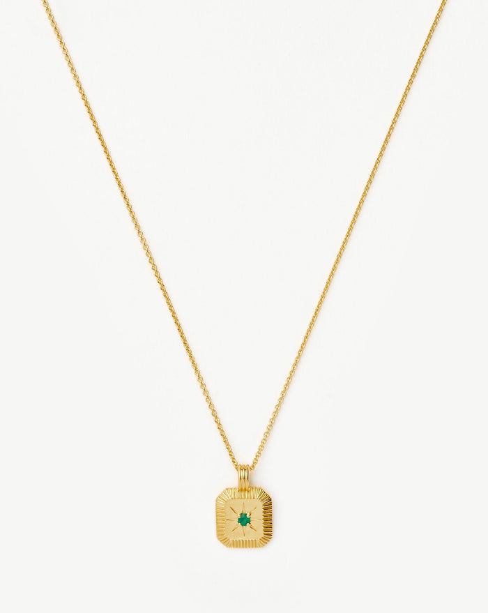 Star Ridge Birthstone Pendant Necklace | 18k Gold Vermeil/Dyed Green Chalcedony Necklaces Missoma