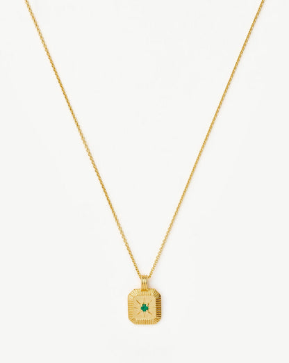 Star Ridge Birthstone Pendant Necklace | 18k Gold Vermeil/Dyed Green Chalcedony Necklaces Missoma