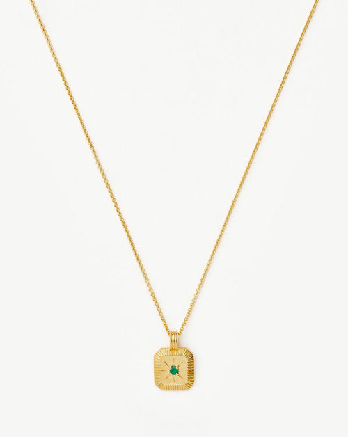 Star Ridge Birthstone Pendant Necklace | 18k Gold Vermeil/Dyed Green Chalcedony Necklaces Missoma