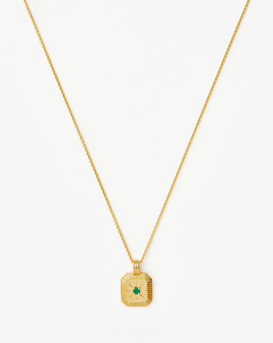 Star Ridge Birthstone Pendant Necklace | 18k Gold Vermeil/Dyed Green Chalcedony Necklaces Missoma