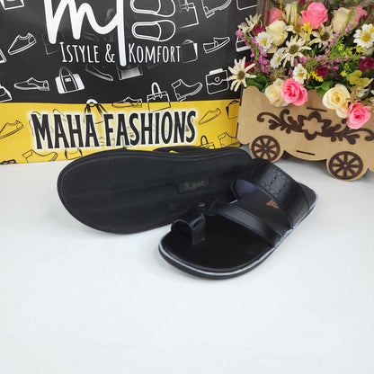 Men Black Slippers - Maha fashions -
