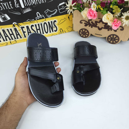 Men Black Slippers - Maha fashions -