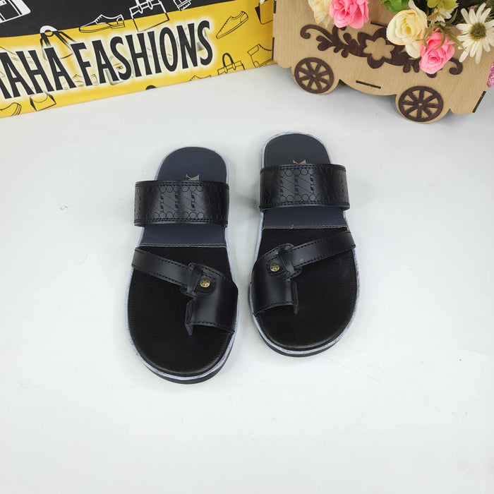 Men Black Slippers - Maha fashions -