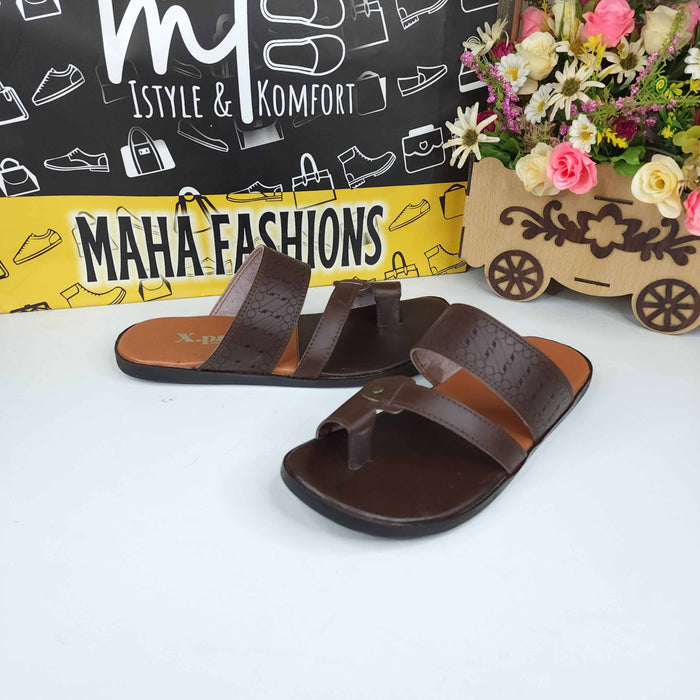 Men Brown Slippers - Maha fashions -