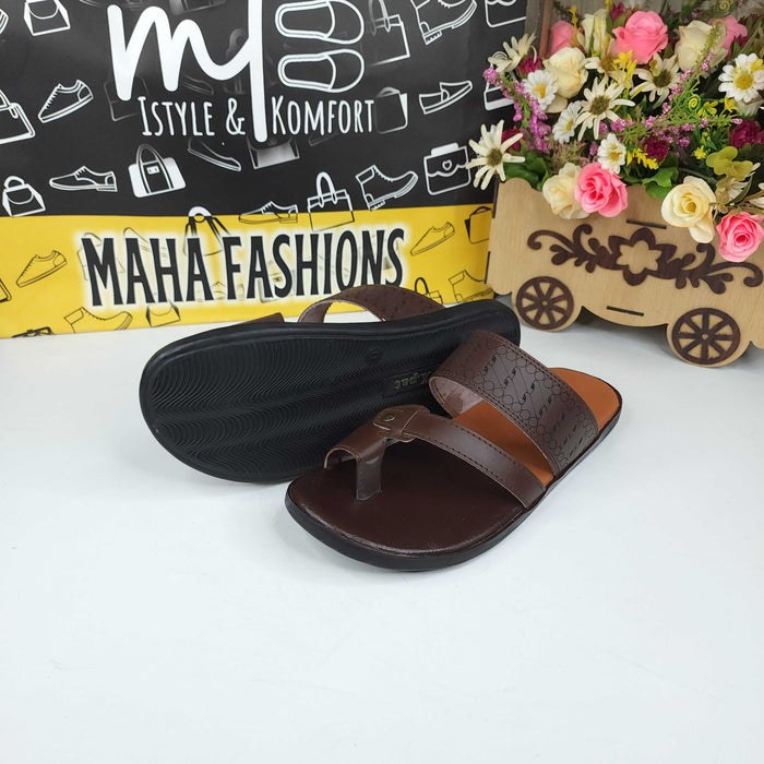 Men Brown Slippers - Maha fashions -