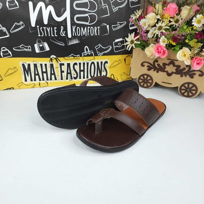 Men Brown Slippers - Maha fashions -