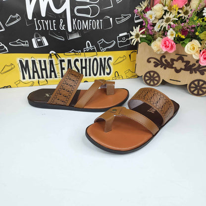 Men Camel Slippers - Maha fashions -