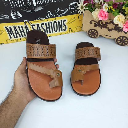 Men Camel Slippers - Maha fashions -