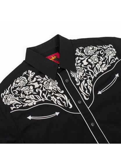Mens Embroidered Black Western Shirt