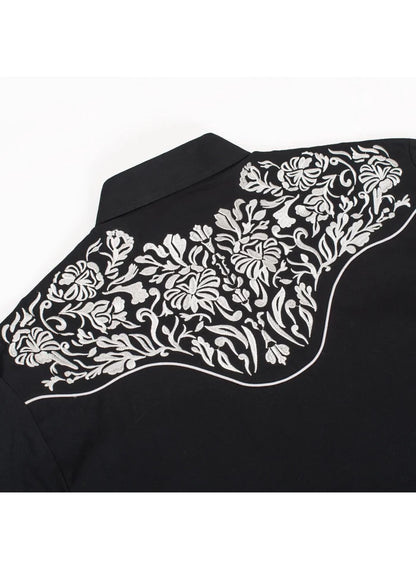 Mens Embroidered Black Western Shirt