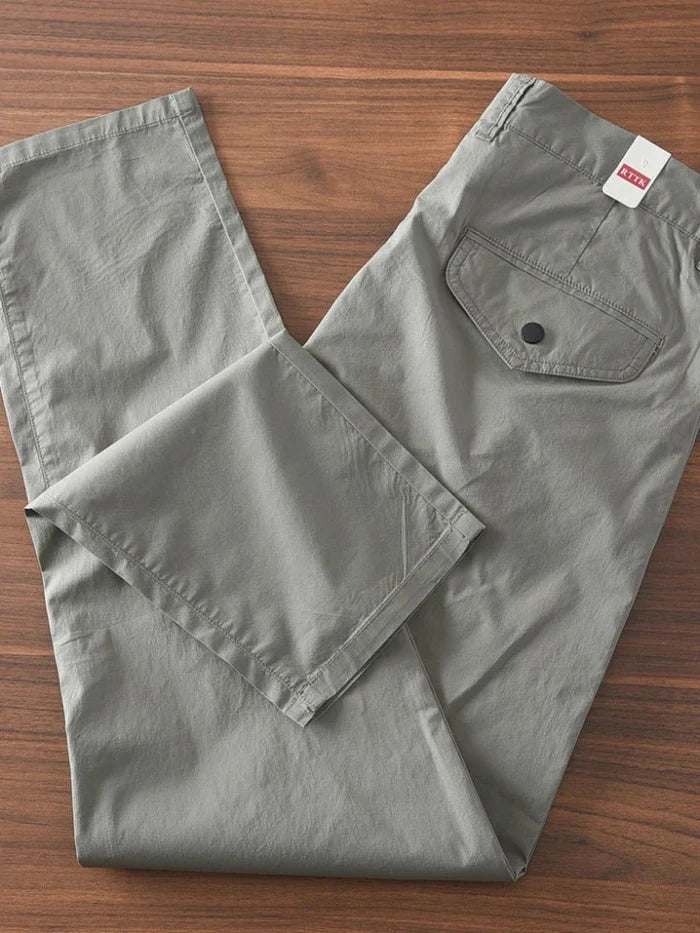 American retro fit-elastic pants - AntoniosClothing - Gray green
