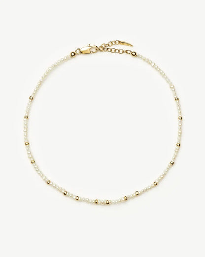 Micro Pearl Beaded Anklet | 18ct Gold Plated/Pearl Anklets Missoma