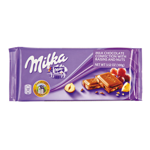 Milka Bars Raisins & Nuts 3.5oz - 22ct