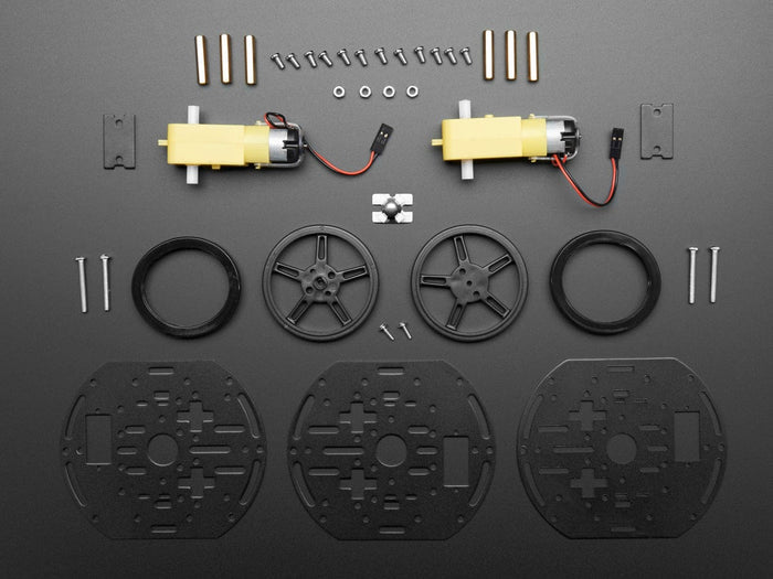 Mini 3-Layer Round Robot Chassis Kit - 2WD with DC Motors by Adafruit - The Pi Hut