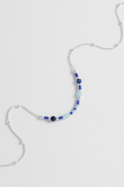 Mini Blue Beaded Chain Necklace