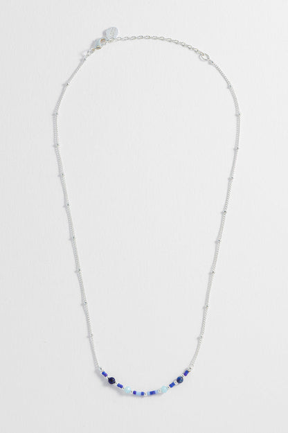 Mini Blue Beaded Chain Necklace