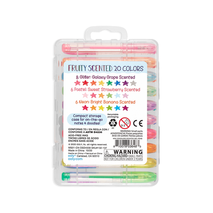 OOLY Mini Doodlers Scented Gel Pens - Set of 20 back of case