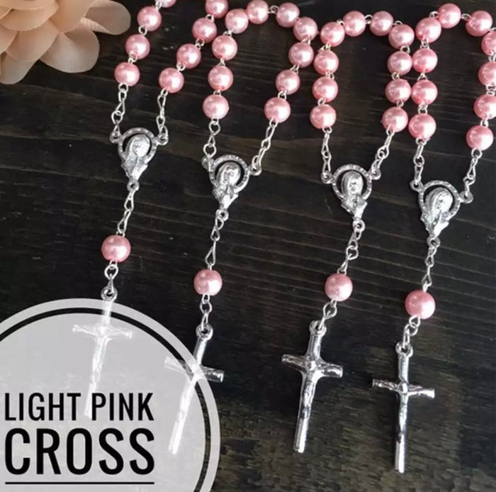 Mini Simulated Pearl and Silver Tone or Gold Tone Mini Rosary