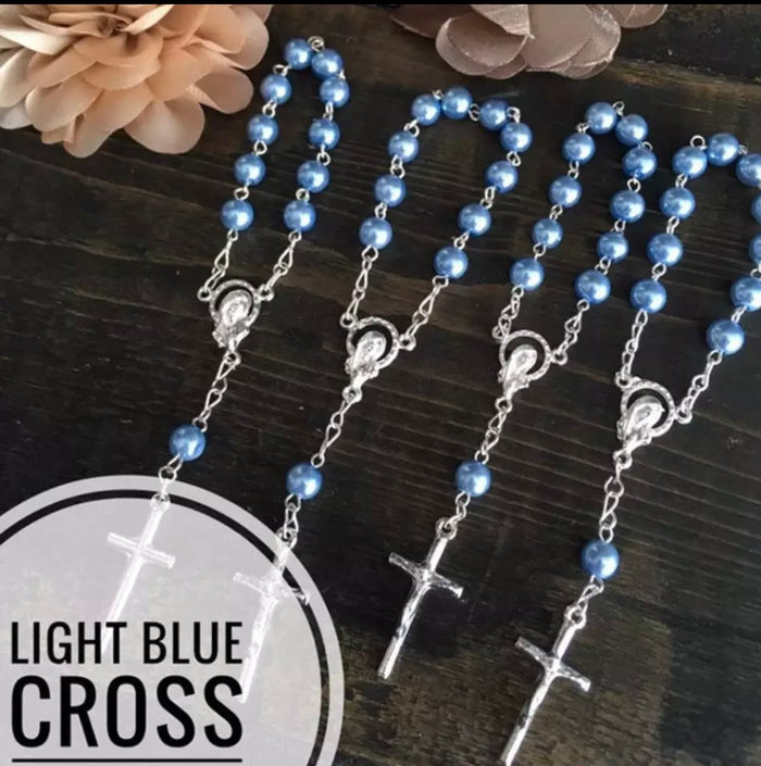 Mini Simulated Pearl and Silver Tone or Gold Tone Mini Rosary
