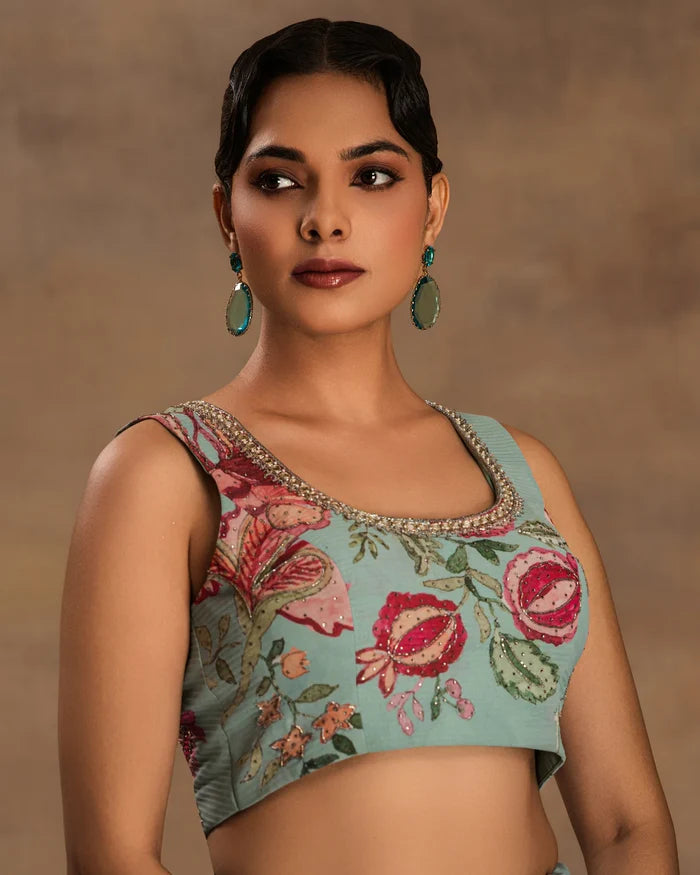Mint Blossom Drape Saree