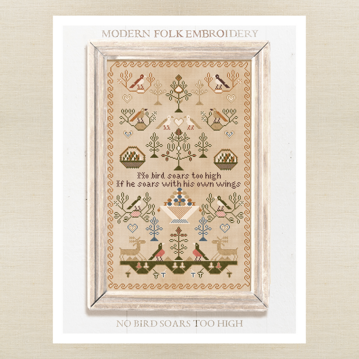 Modern Folk Embroidery - No Bird Soars Too High - Booklet Chart