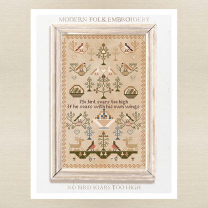 Modern Folk Embroidery - No Bird Soars Too High - Booklet Chart