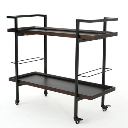 Modern Industrial Bar Cart With Shelving and Casters [Online Only]